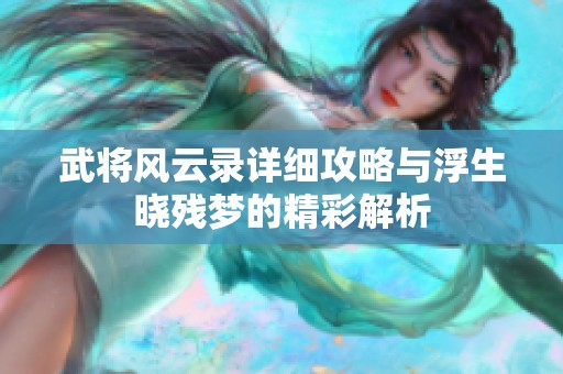 武将风云录详细攻略与浮生晓残梦的精彩解析