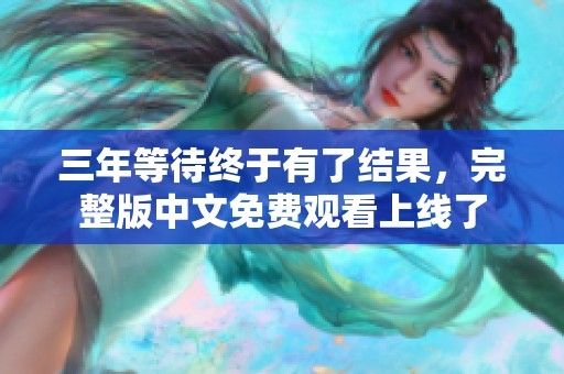三年等待终于有了结果，完整版中文免费观看上线了