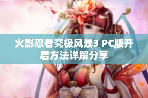 火影忍者究极风暴3 PC版开启方法详解分享
