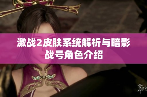 激战2皮肤系统解析与暗影战号角色介绍