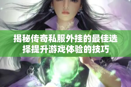 揭秘传奇私服外挂的最佳选择提升游戏体验的技巧