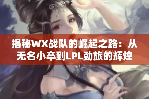 揭秘WX战队的崛起之路：从无名小卒到LPL劲旅的辉煌历程
