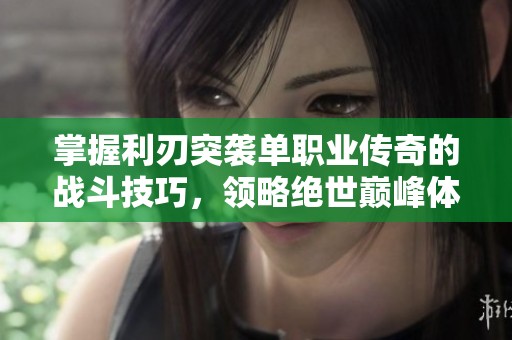 掌握利刃突袭单职业传奇的战斗技巧，领略绝世巅峰体验