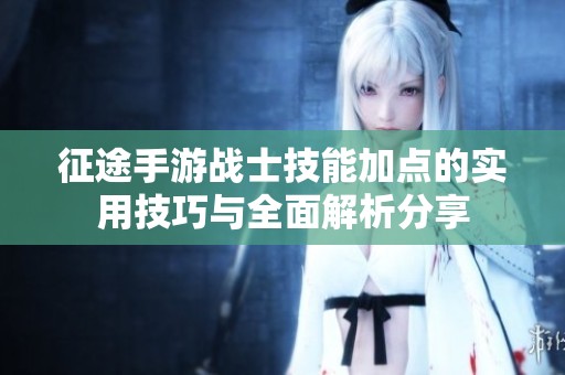 征途手游战士技能加点的实用技巧与全面解析分享