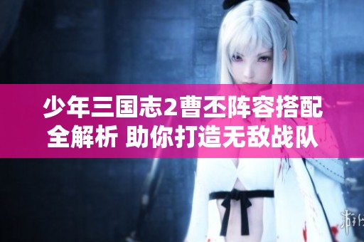 少年三国志2曹丕阵容搭配全解析 助你打造无敌战队策略