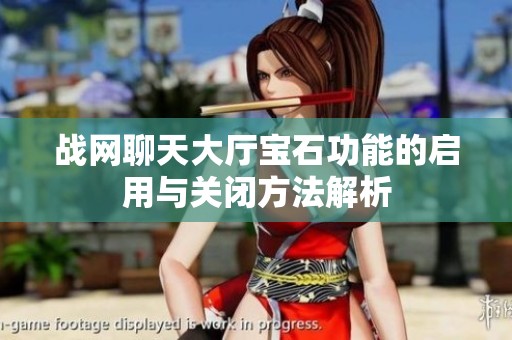 战网聊天大厅宝石功能的启用与关闭方法解析