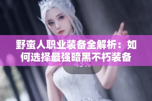 野蛮人职业装备全解析：如何选择最强暗黑不朽装备